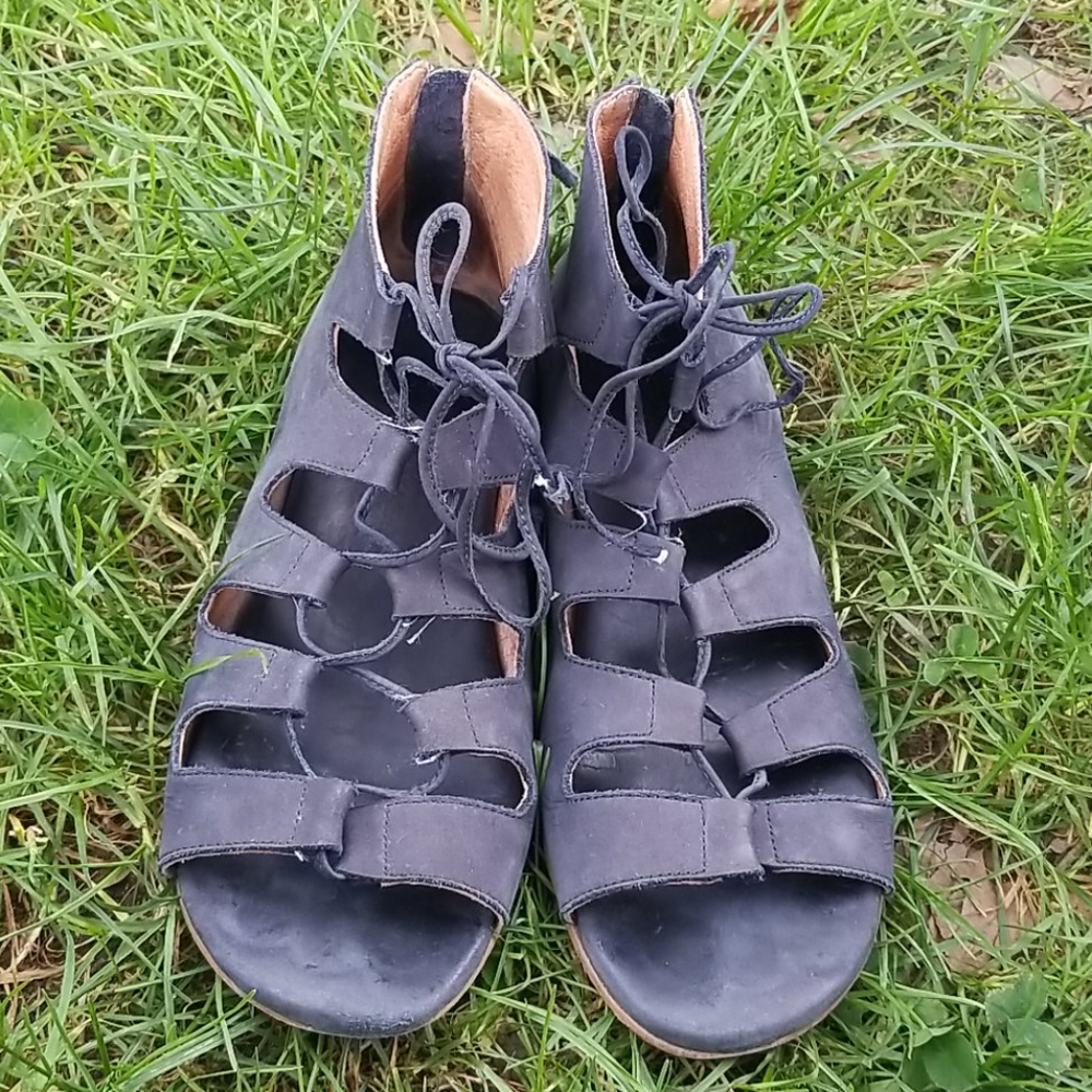 Madewell blue leather gladiator sandals